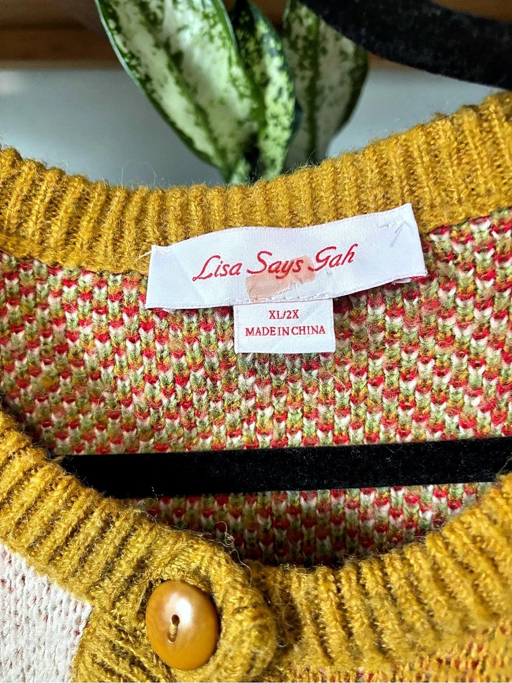 Lisa Says Gah Cherry Cardigan Color Block in Yellow & White - Picture 5 of 7